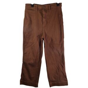 QUINCE Rust Organic Stretch Cotton Twill Wide Leg Cropped Pants size 30